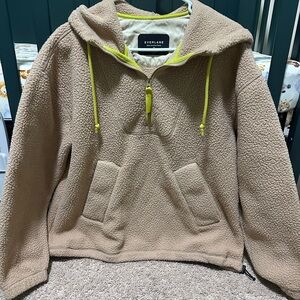 Everlane Tan Teddy Jacket with Neon Accents